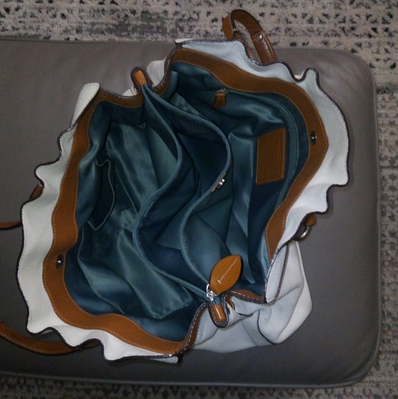 Coach Penelope Leather Top Handle Satchel Shoulder Bag w Ruffle Trim F14682 - Picture 8 of 14